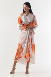 Stitched Satin Dress